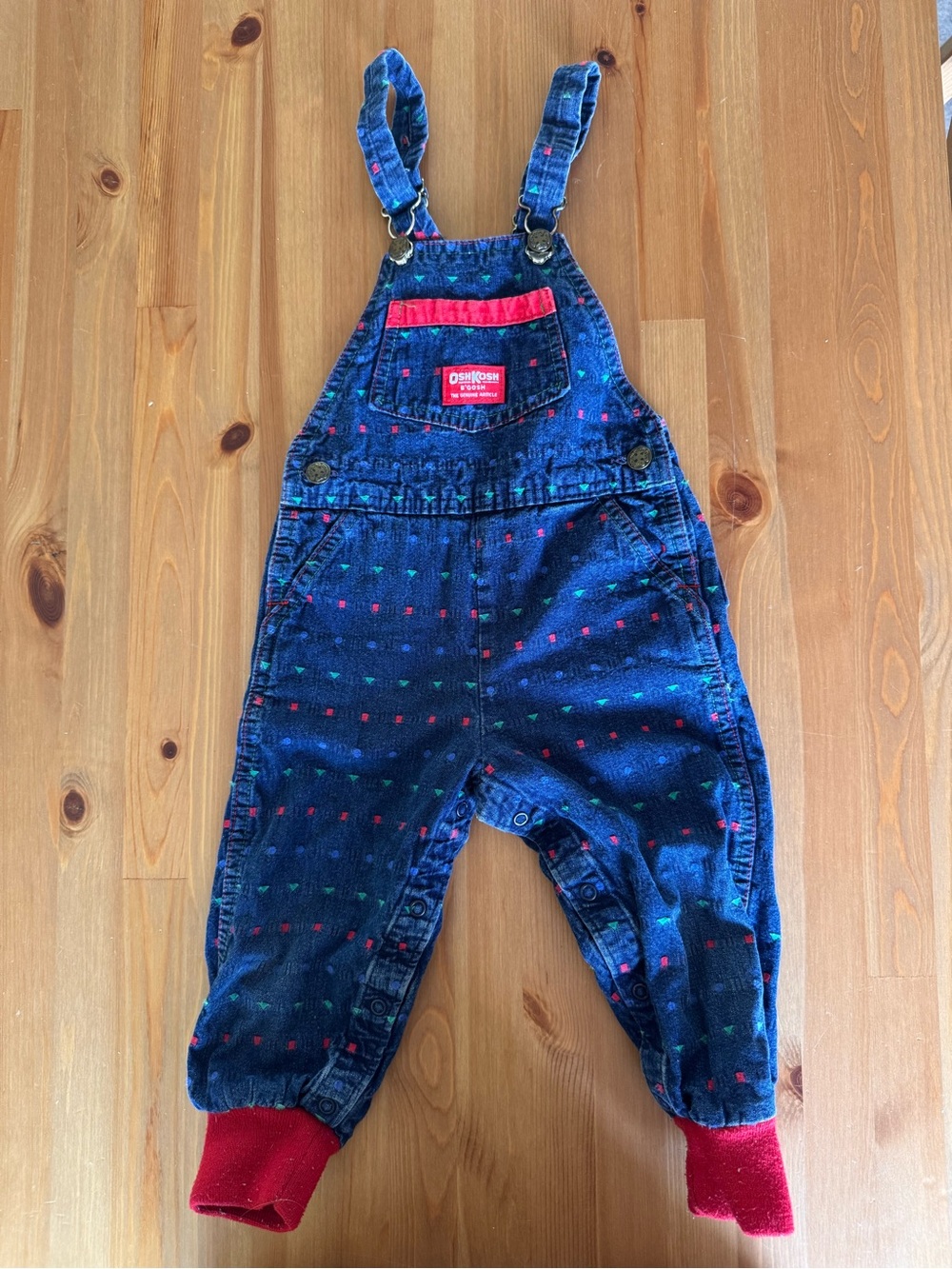 OshKosh B'gosh Navy Corduroy Overalls with Red Accents